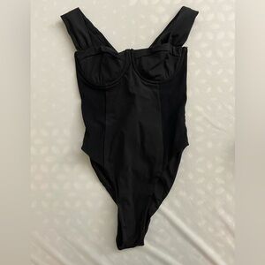 Boardwalk Bombshell One Piece - Black Rib